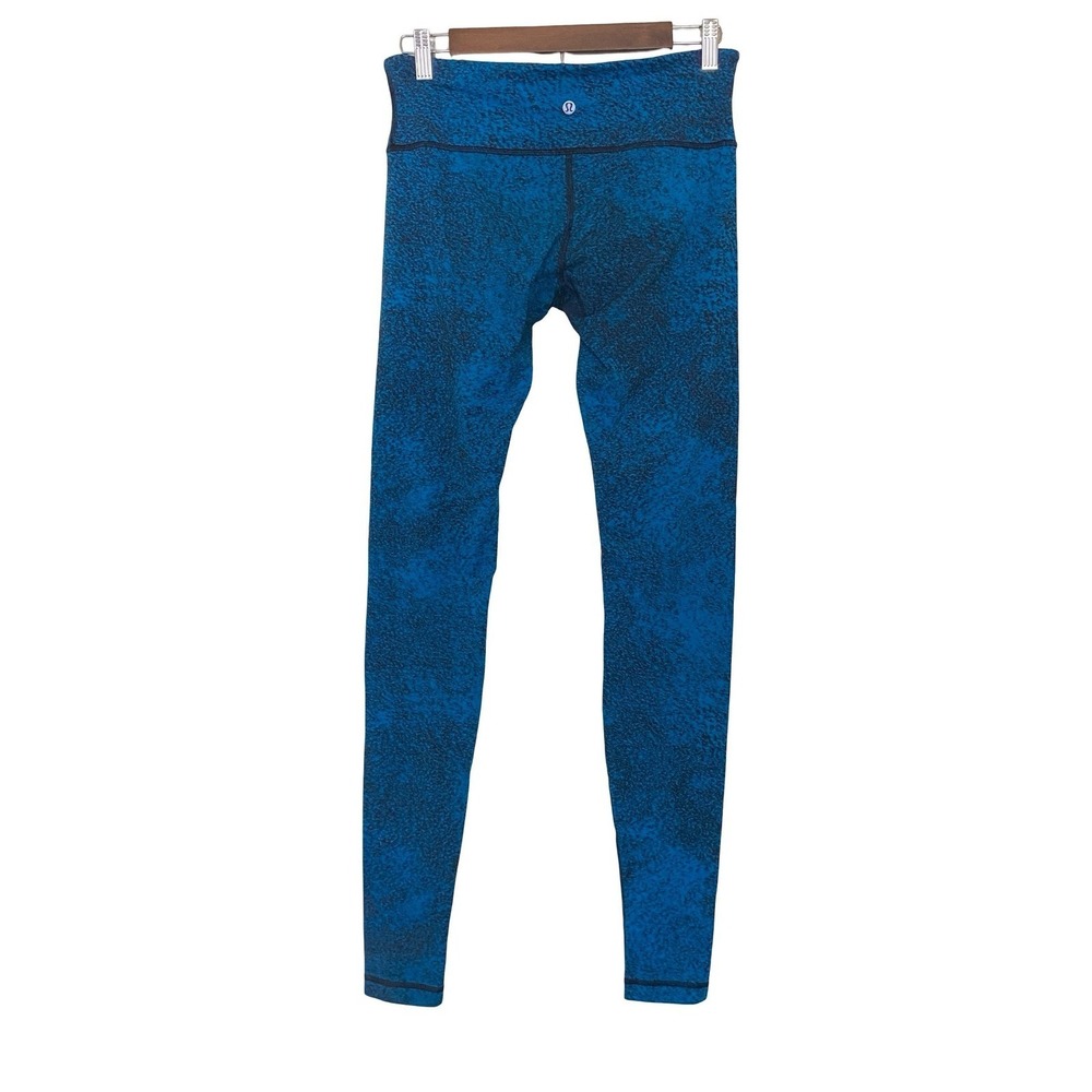 Lululemon Wunder‎ Under Women Leggings 4 Blue Marbled Athletic Yoga Pants